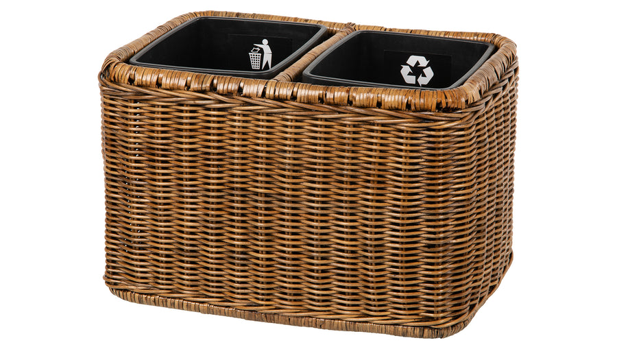 KOLWOVEN Wicker Trash Can with Lid in Bedroom, Bathroom - 3 Gallon Small  Trash Can in Office - Boho Woven Wicker Waste Basket - Office Garbage Cans  for Under Desk with Plastic Insert