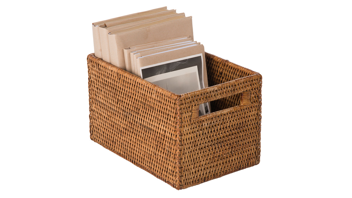 Kouboo La Jolla Rattan Organizing and Shelf Basket, Honey-Brown