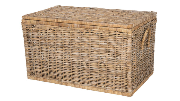 Storage Basket with Lid, Rattan-Style Storage Trunk deals big