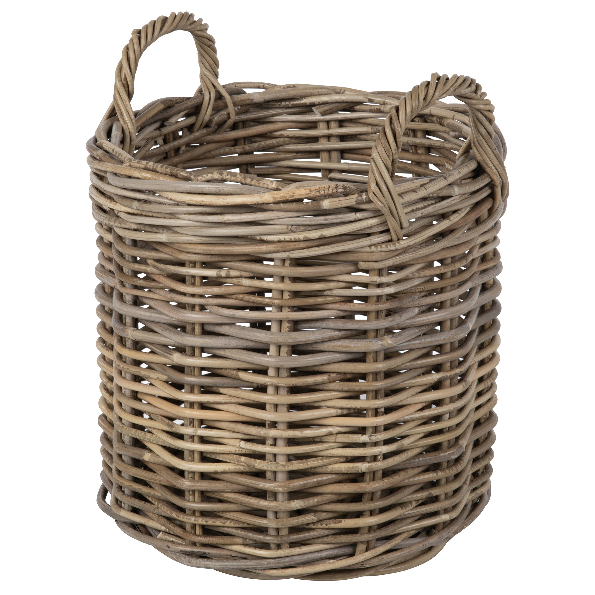 Rattan Wrapped Metal Planter With Round Handles